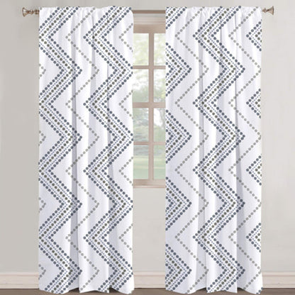 Azura - Set of 2 Panels Crewel Embroidered Curtains | Linen Cotton Mix