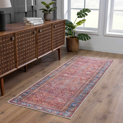 Rust Baki Traditional Washable Area Rug - Clearance