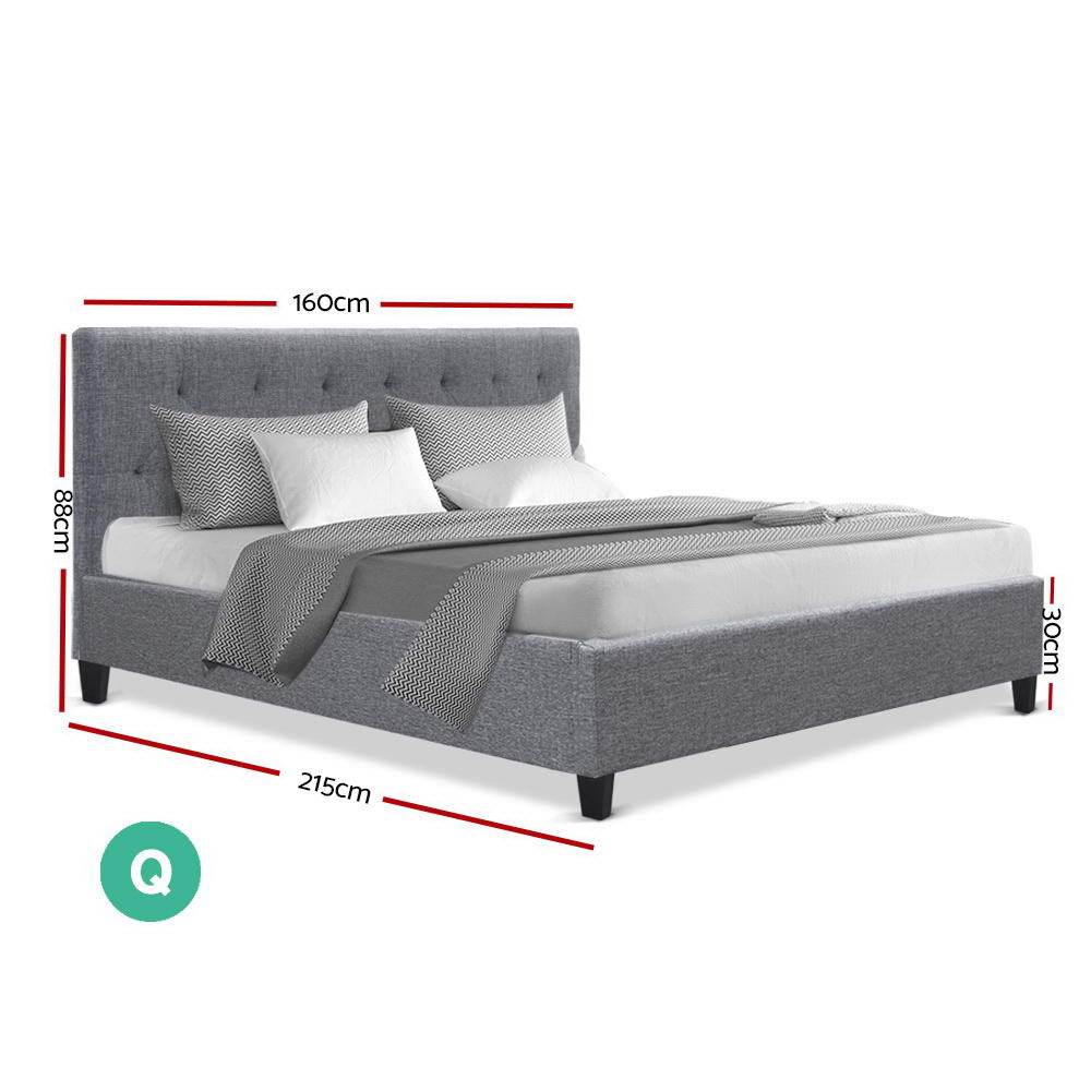 Artiss Bed Frame Queen Size Grey VANKE