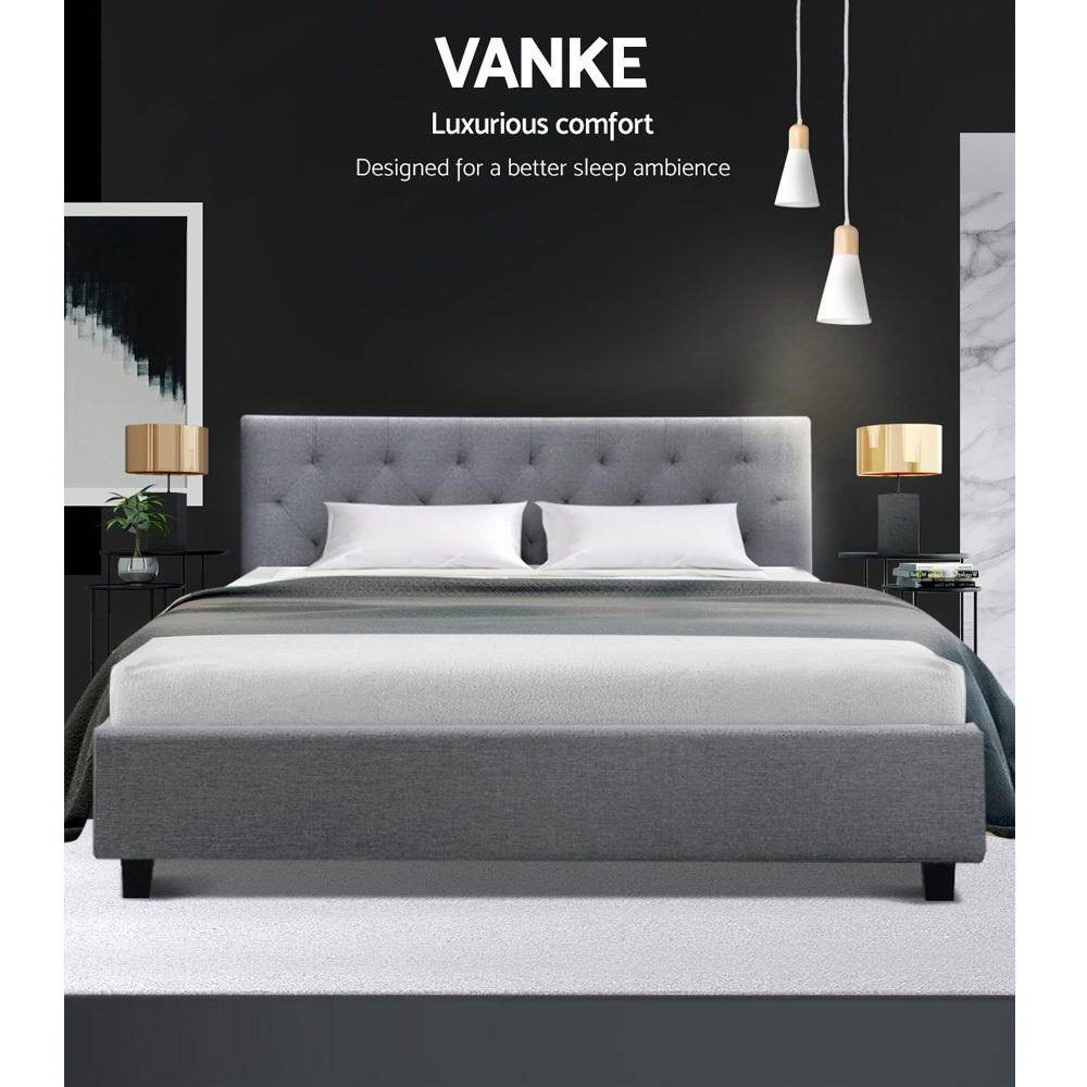 Artiss Bed Frame Queen Size Grey VANKE