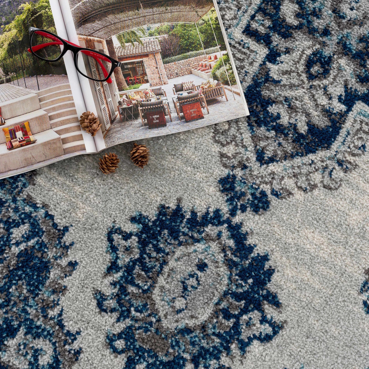 Istanbul Medallion Blue Area Carpet - Clearance