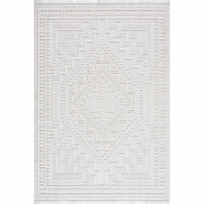 Alya White Fringe Rug