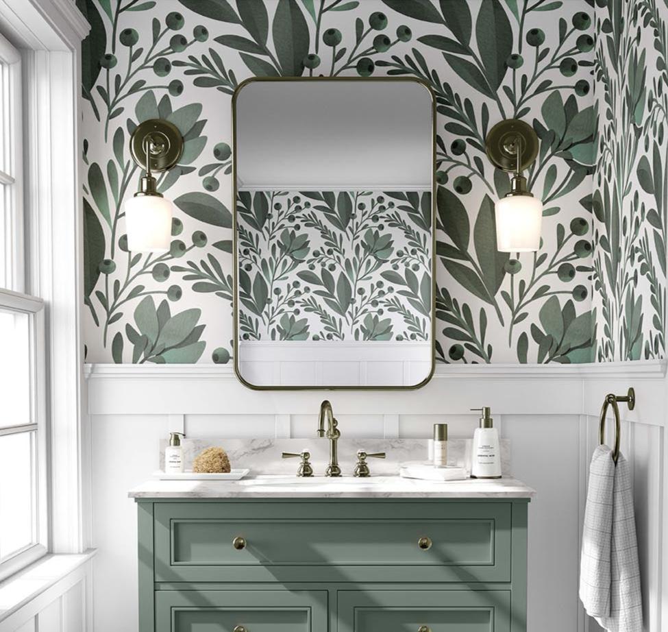 Green silky leaves wallpaper