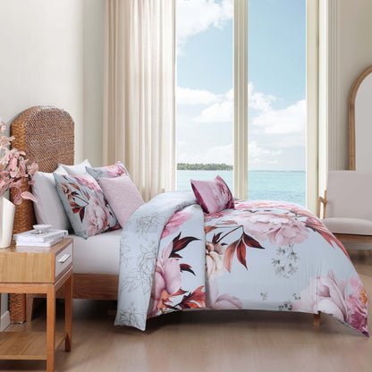 Bebejan Blooming Peonies 5 Piece Reversible Comforter Set