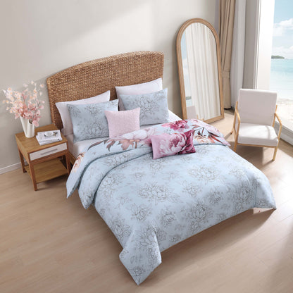 Bebejan Blooming Peonies 5 Piece Reversible Comforter Set