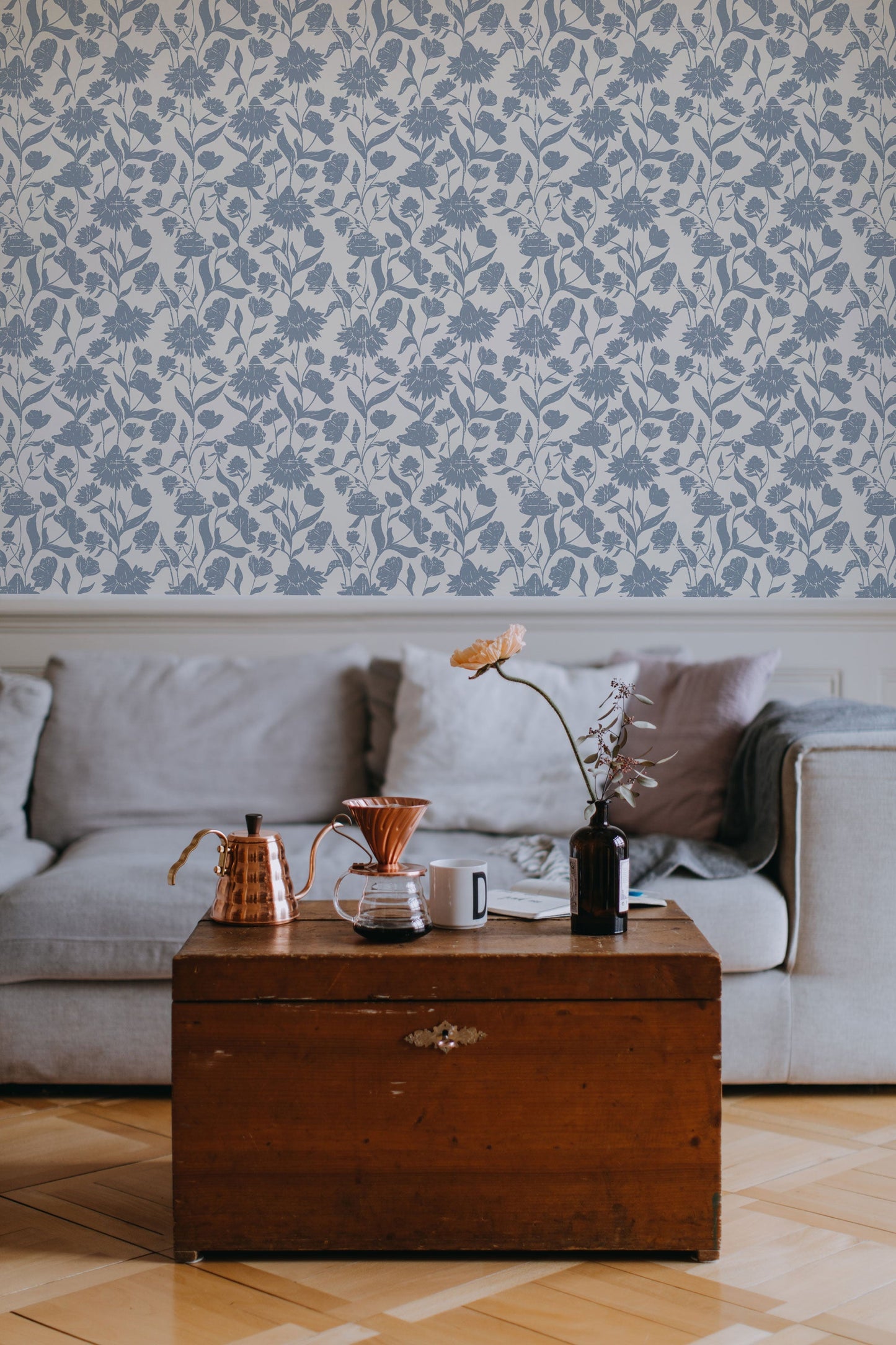 Belle Wallpaper (Powder Blue) from The Haven Collection Remnant