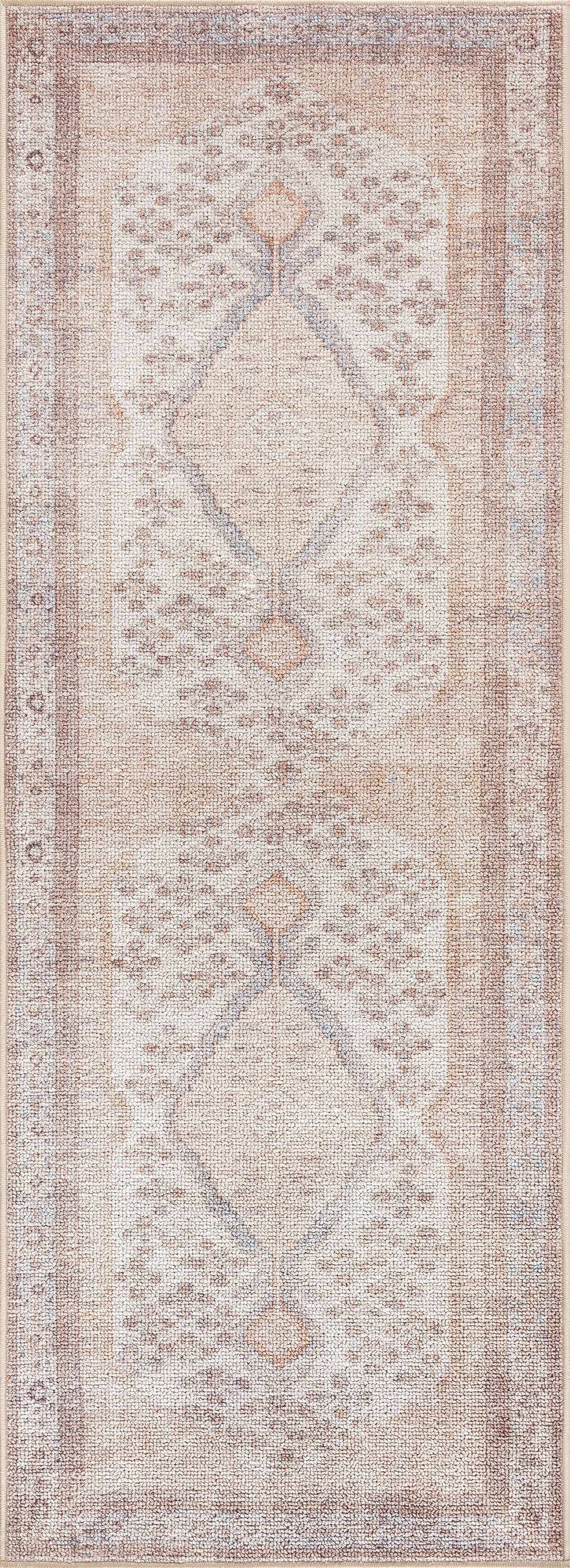 Analu Peach Washable Area Rug