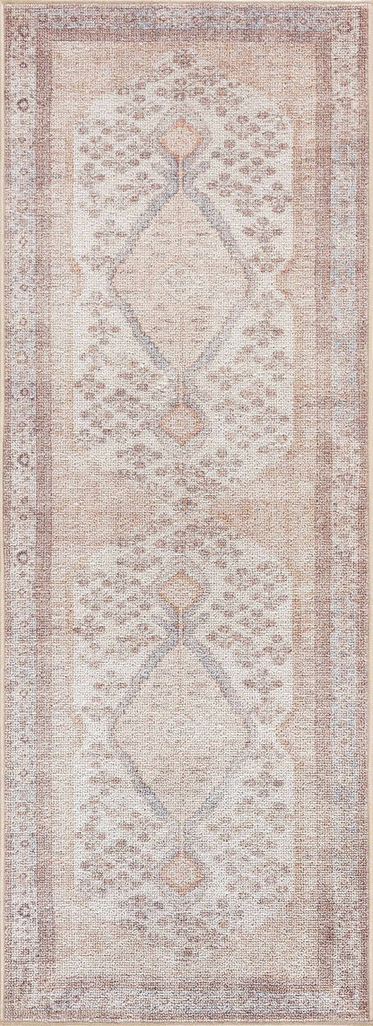 Analu Peach Washable Area Rug