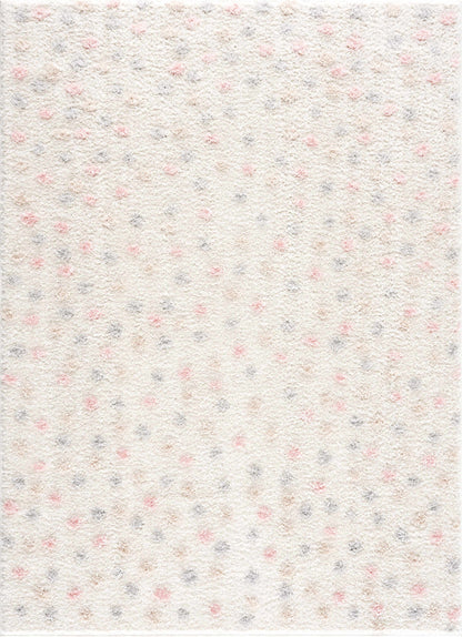 Cansu Pink & Cream Dotted Area Rug