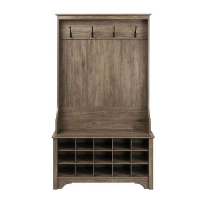 Entryway Hall Tree Shoe Cubbie Coat Rack for Organizing Entryways and Storage