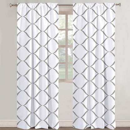 Calliope - Set of 2 Panels Crewel Embroidered Curtains | Linen Cotton