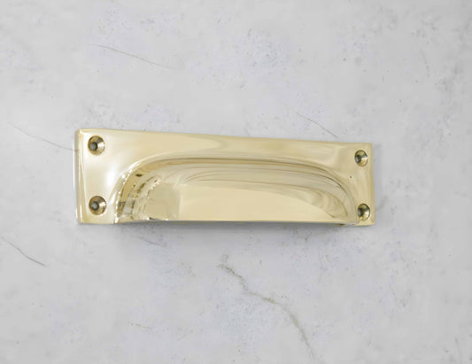 4" Rectangle Bin Pulls - Unlacquered Polished Brass