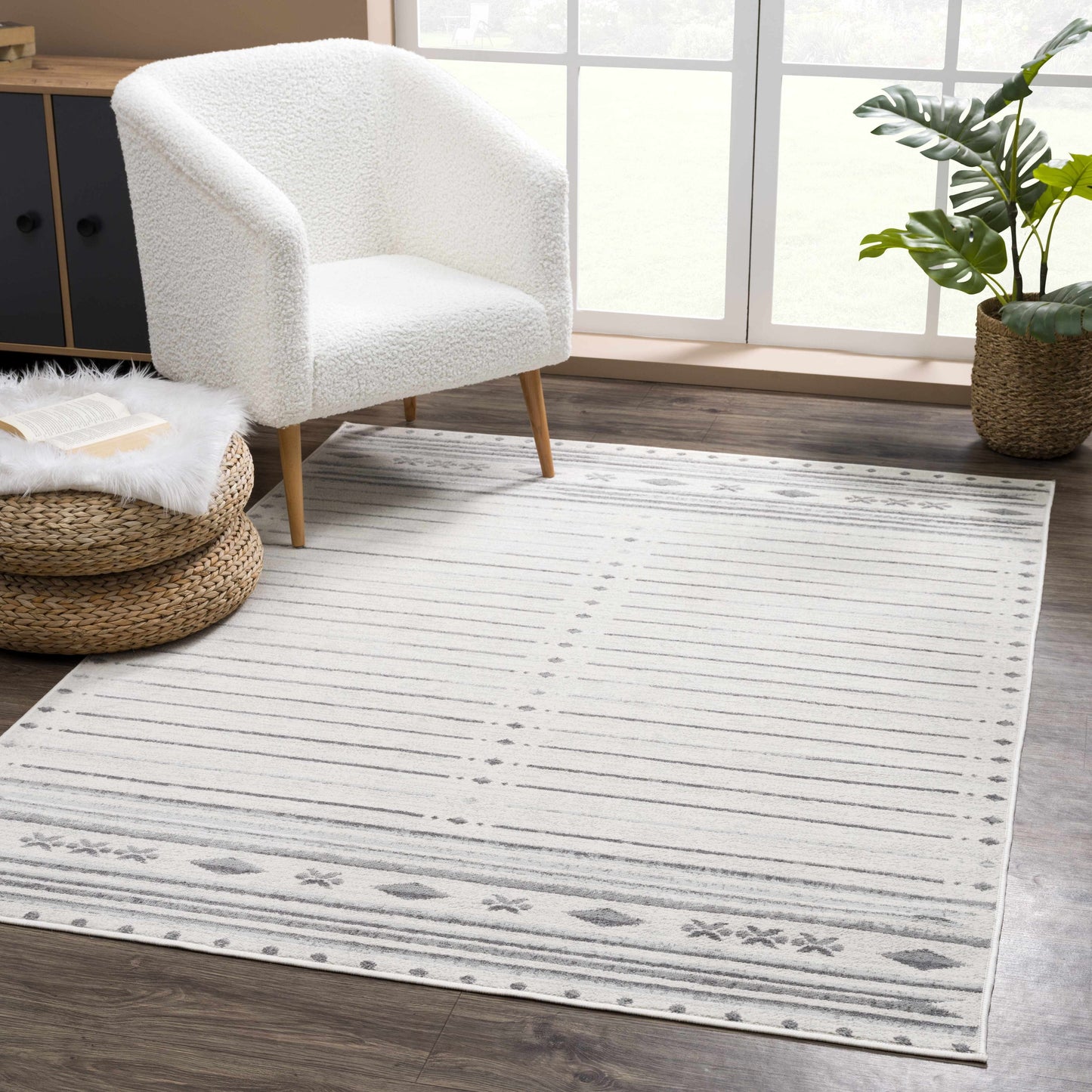 Tigri Aztec Ivory & Gray Area Rug Collection for Living Room and Dining Spaces Home Decor Accent