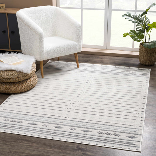 Tigri Aztec Ivory & Gray Area Rug Collection for Living Room and Dining Spaces Home Decor Accent