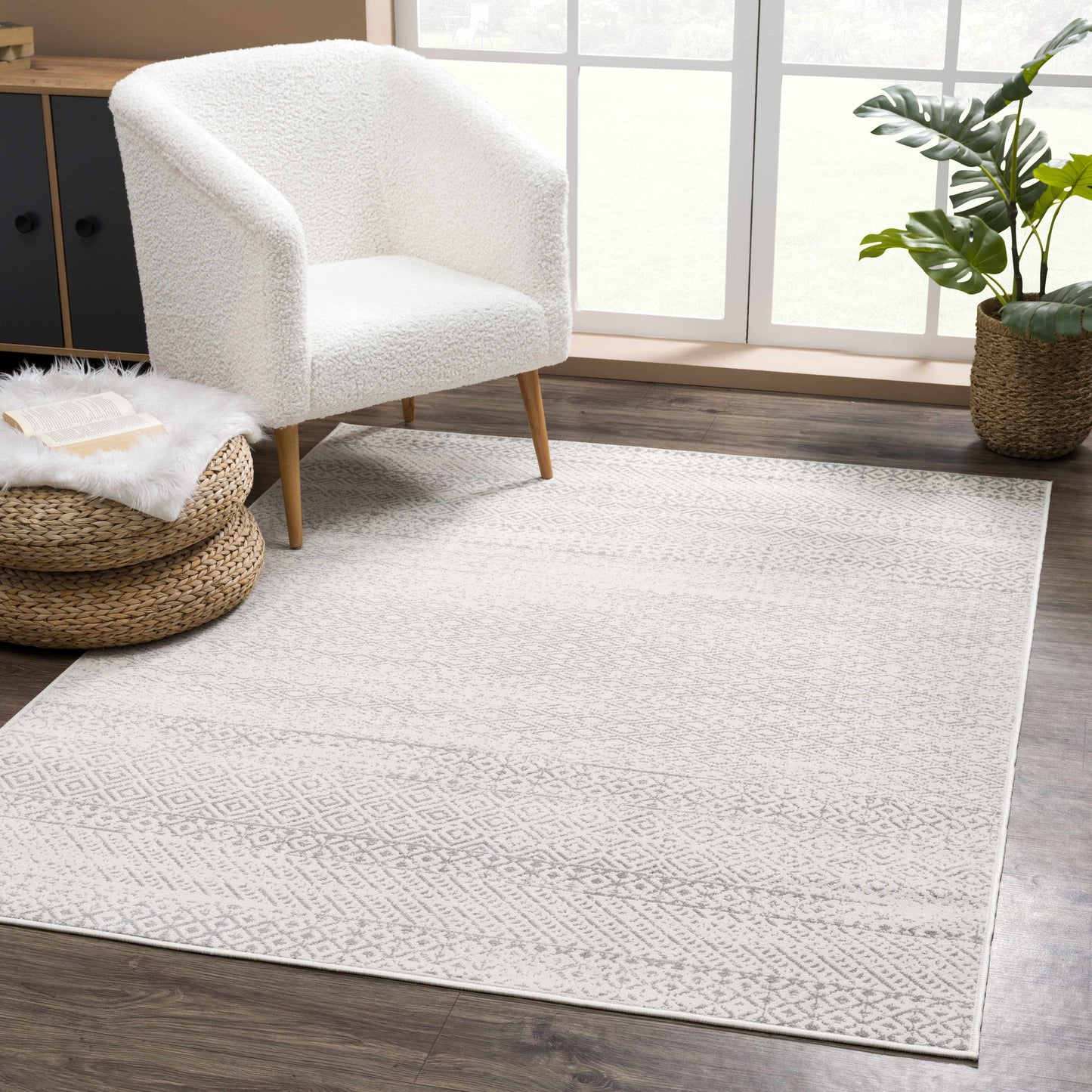 Tigri Aztec Ivory & Gray Area Rug Collection for Living Room and Dining Spaces Home Decor Accent