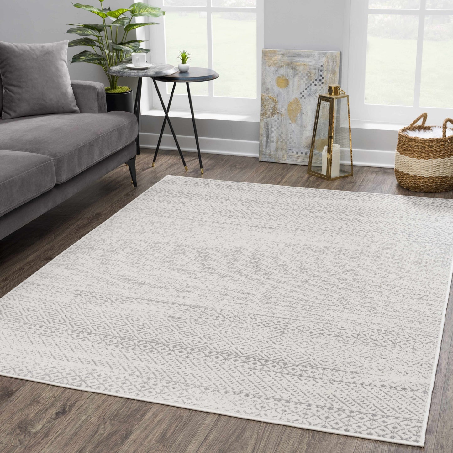 Tigri Aztec Ivory & Gray Area Rug Collection for Living Room and Dining Spaces Home Decor Accent