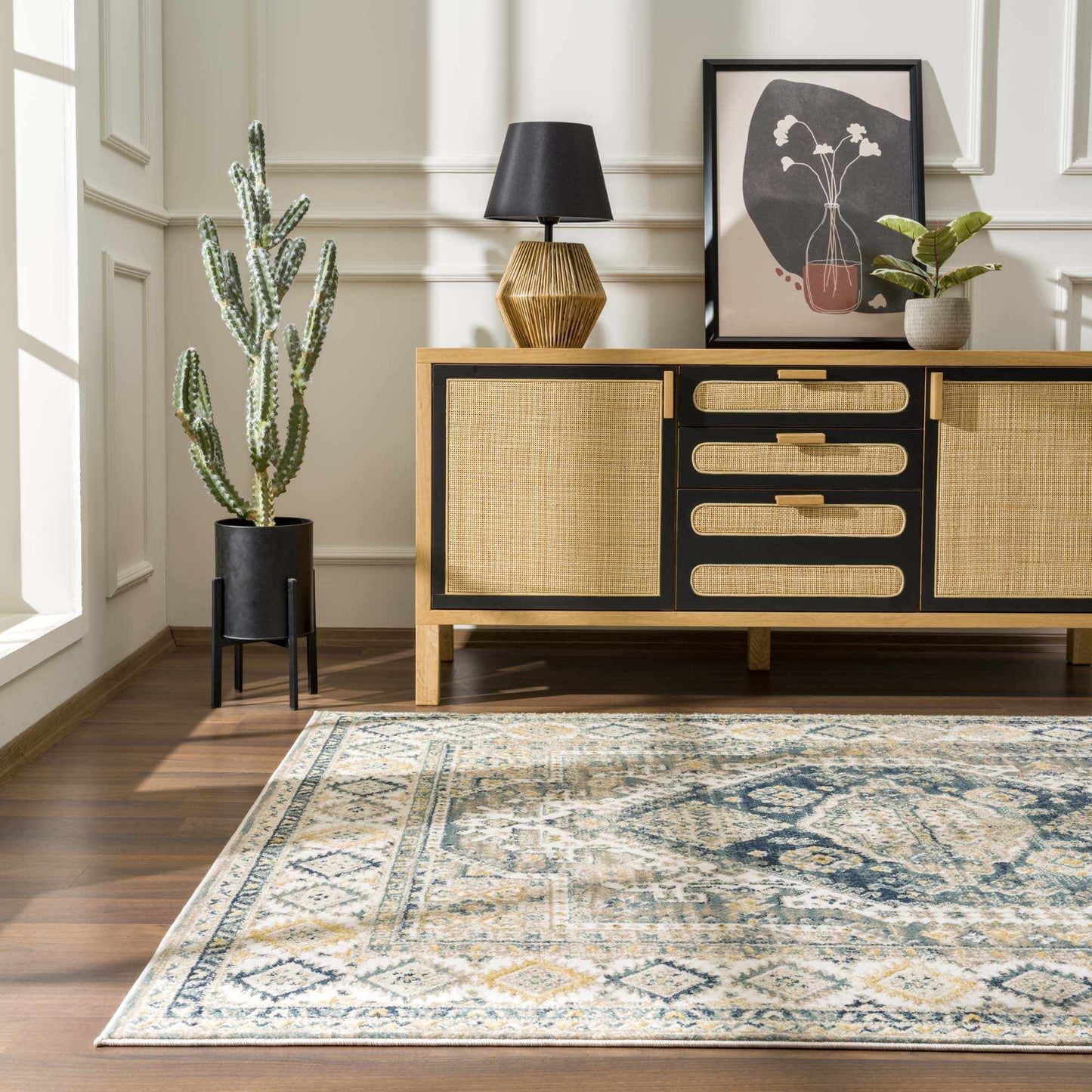 Brend Blue Medallion Area Rug