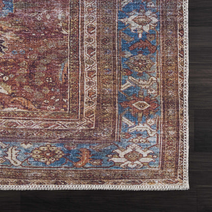 Rust Baki Traditional Washable Area Rug - Clearance