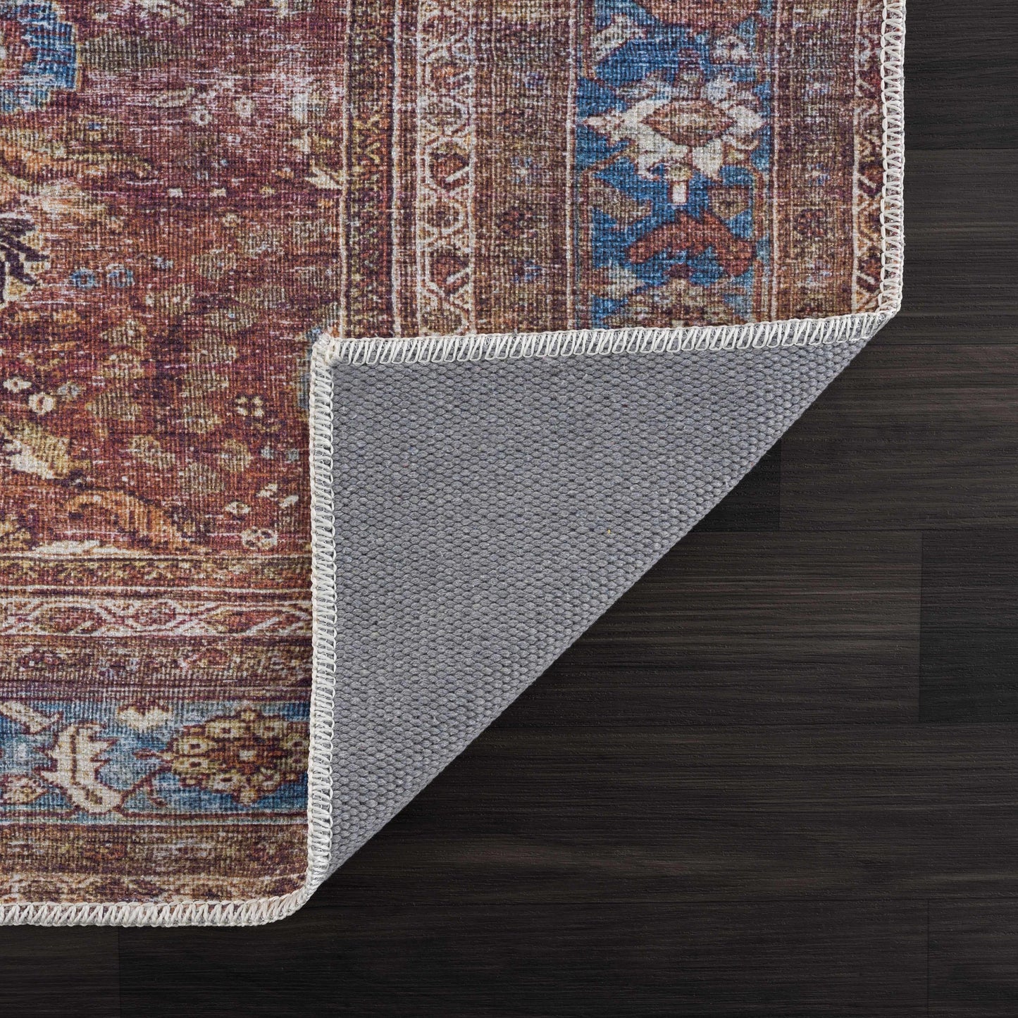 Rust Baki Traditional Washable Area Rug - Clearance