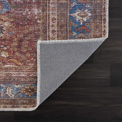 Rust Baki Traditional Washable Area Rug - Clearance