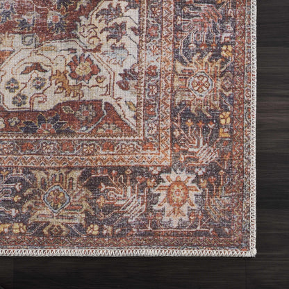 Rust Elki Vintage Medallion Washable Area Carpet - Clearance
