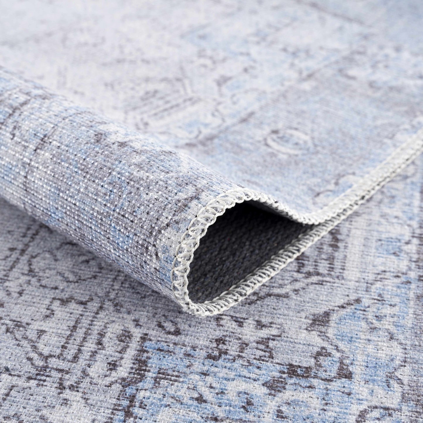 Aqua Rosman Washable Area Rug