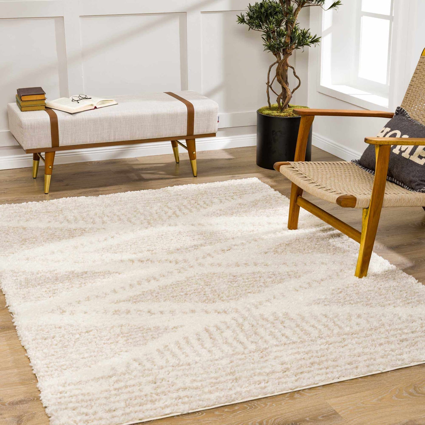 Trunding Plush Area Rug in Light Beige