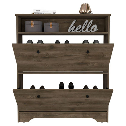 Shoe Rack Dublin, One Open Shelf, Two Extendable Cabinets, Compact Hallway Storage Unit