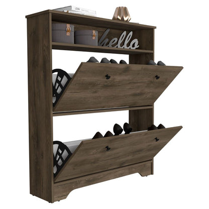 Shoe Rack Dublin, One Open Shelf, Two Extendable Cabinets, Compact Hallway Storage Unit