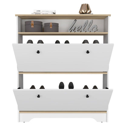 Shoe Rack Dublin, One Open Shelf, Two Extendable Cabinets, Compact Hallway Storage Unit
