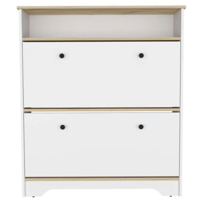 Shoe Rack Dublin, One Open Shelf, Two Extendable Cabinets, Compact Hallway Storage Unit