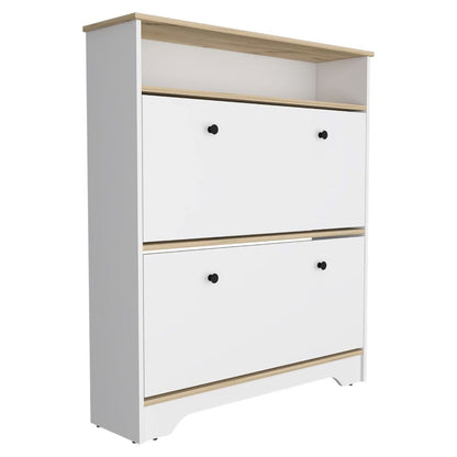 Shoe Rack Dublin, One Open Shelf, Two Extendable Cabinets, Compact Hallway Storage Unit