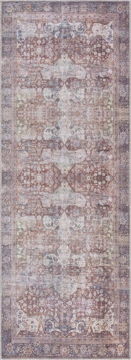 Rust Elki Vintage Medallion Washable Area Carpet - Clearance