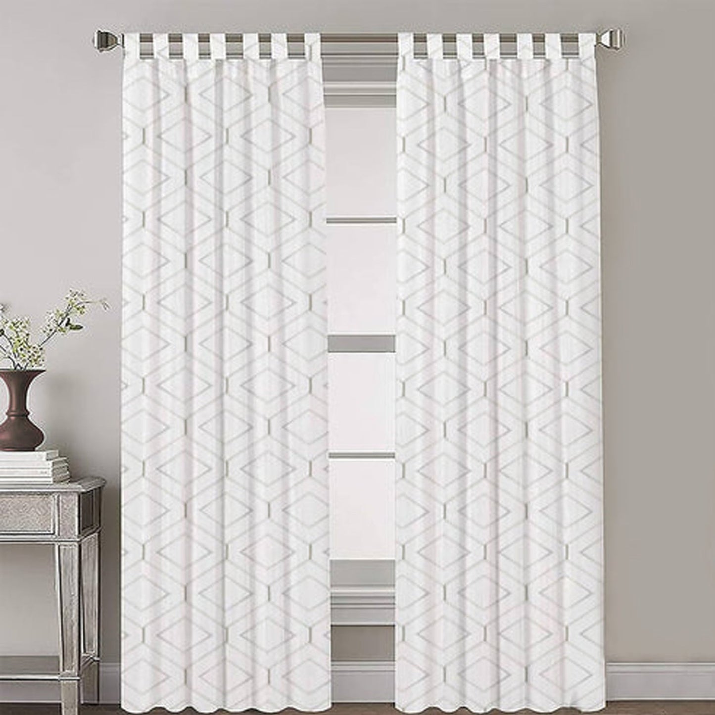 Ember - Set of 2 Panels Crewel Embroidered Curtains | Linen Cotton Mix