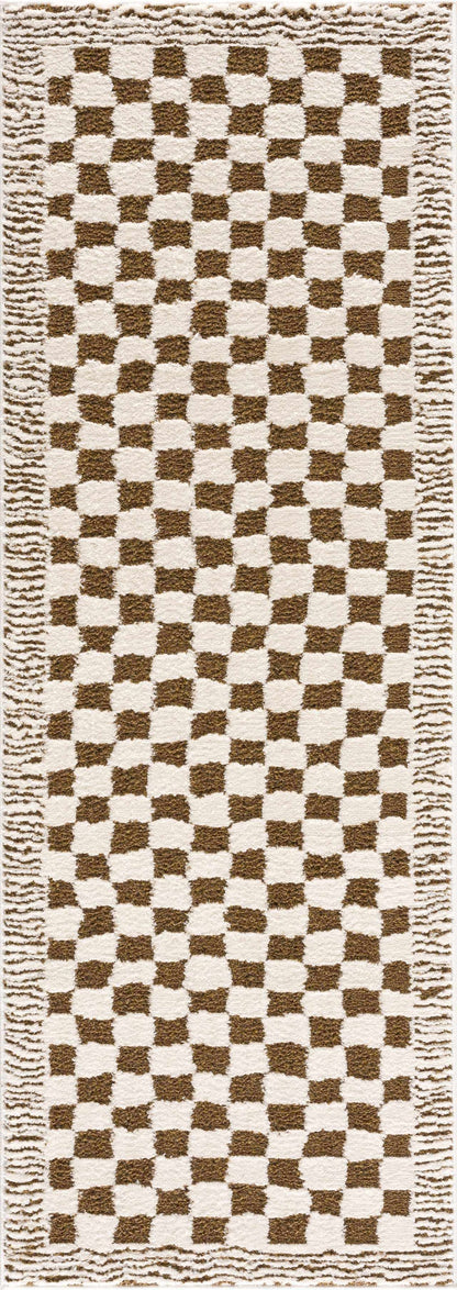 Leryn Brown & White Checkered Area Rug