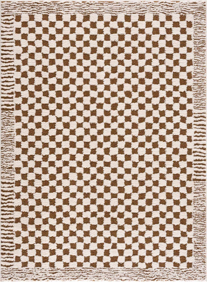 Leryn Brown & White Checkered Area Rug