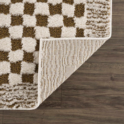 Leryn Brown & White Checkered Area Rug