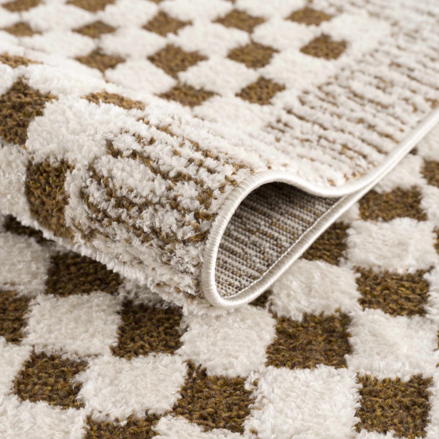 Leryn Brown & White Checkered Area Rug