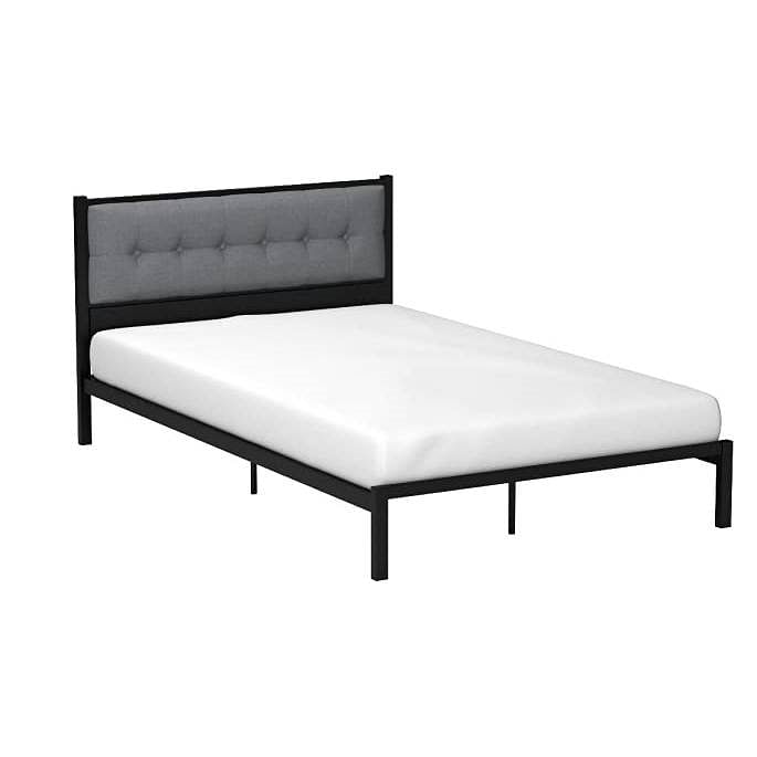 Metal Platform Bed Frame with Upholstered, Wood Slat or Panel Headboard and Trundle