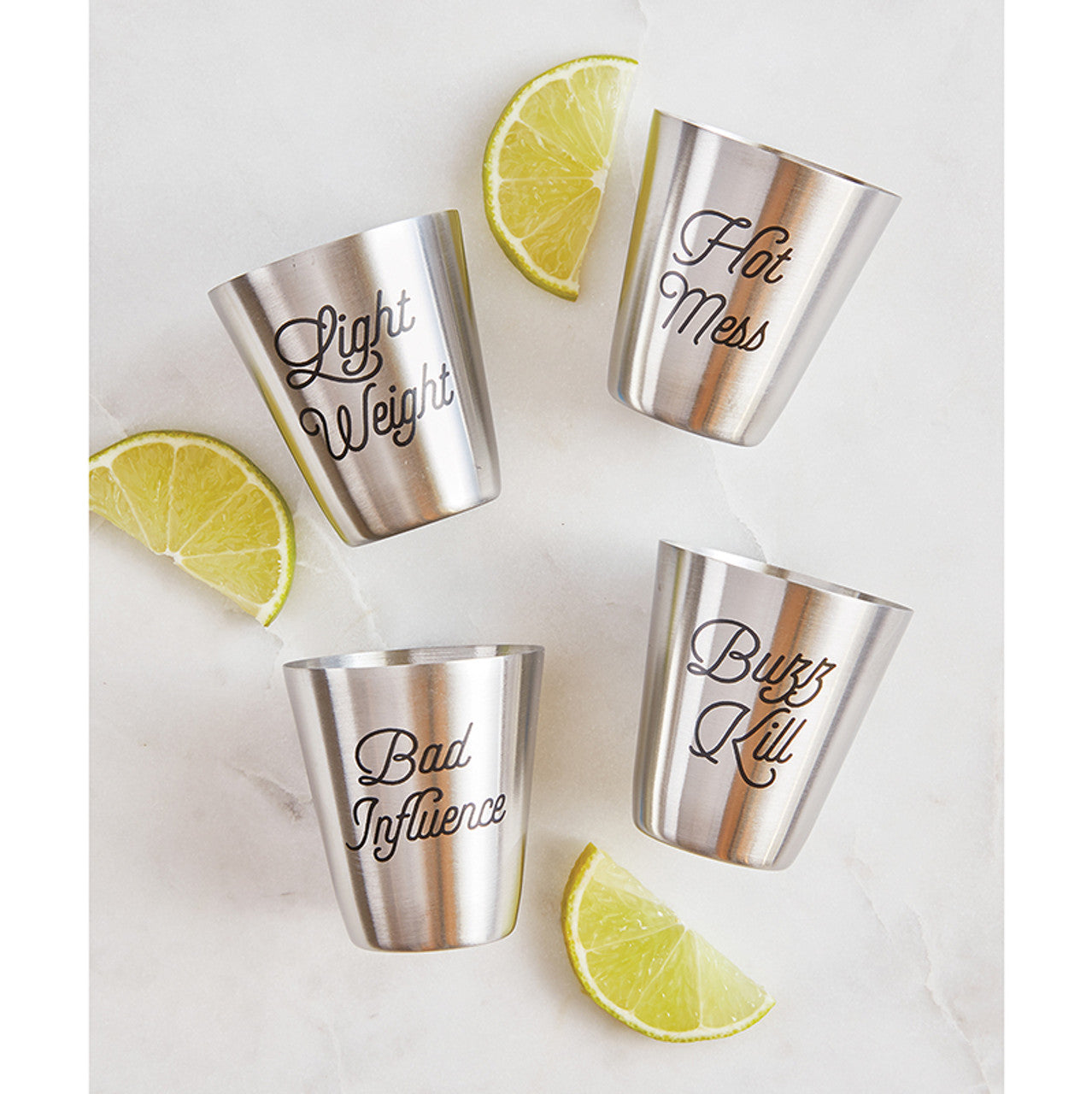 Set of 4 Personality Stainless Steel Shot Cups | Set of 4 Shot Glasses