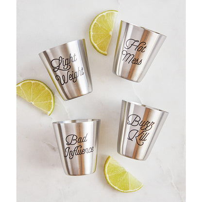 Set of 4 Personality Stainless Steel Shot Cups | Set of 4 Shot Glasses