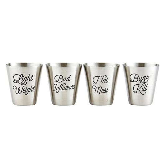 Set of 4 Personality Stainless Steel Shot Cups | Set of 4 Shot Glasses