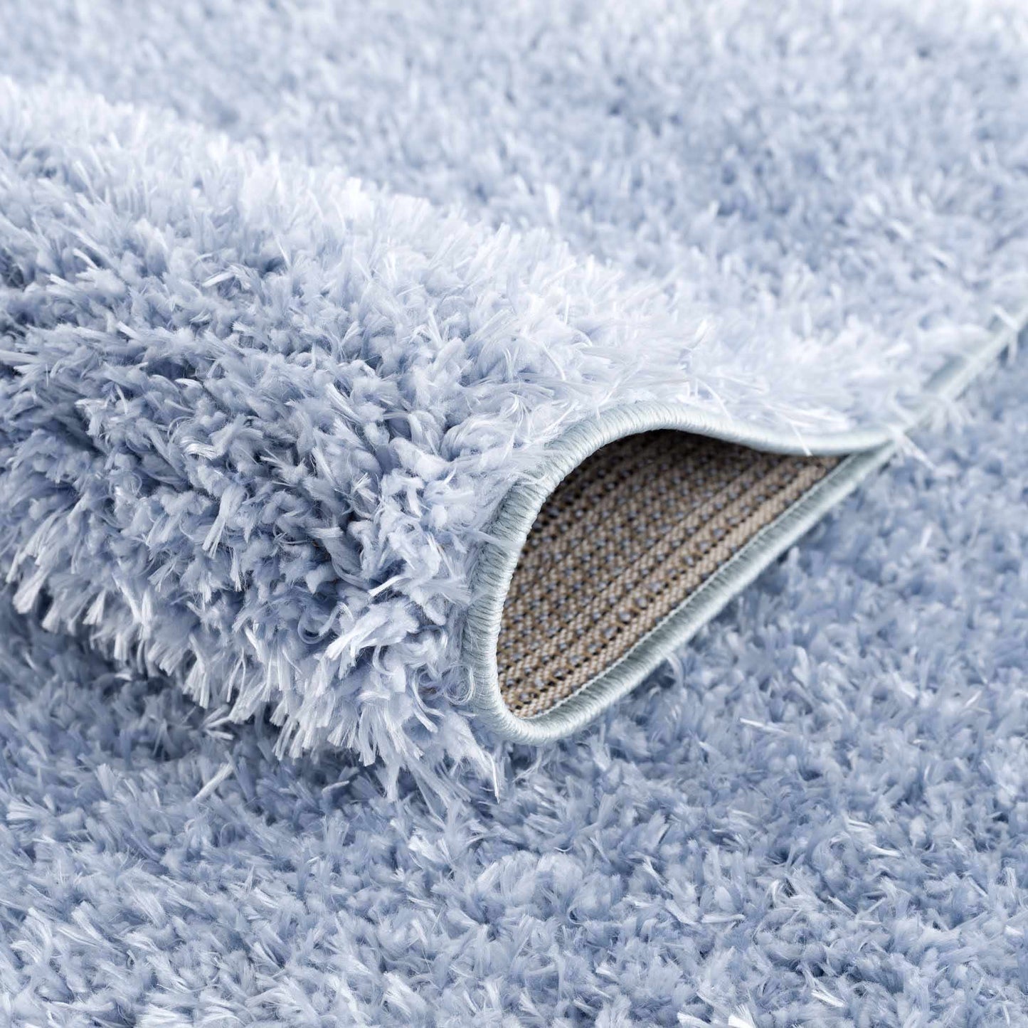 Faina Solid Aqua Shag Rug Washable