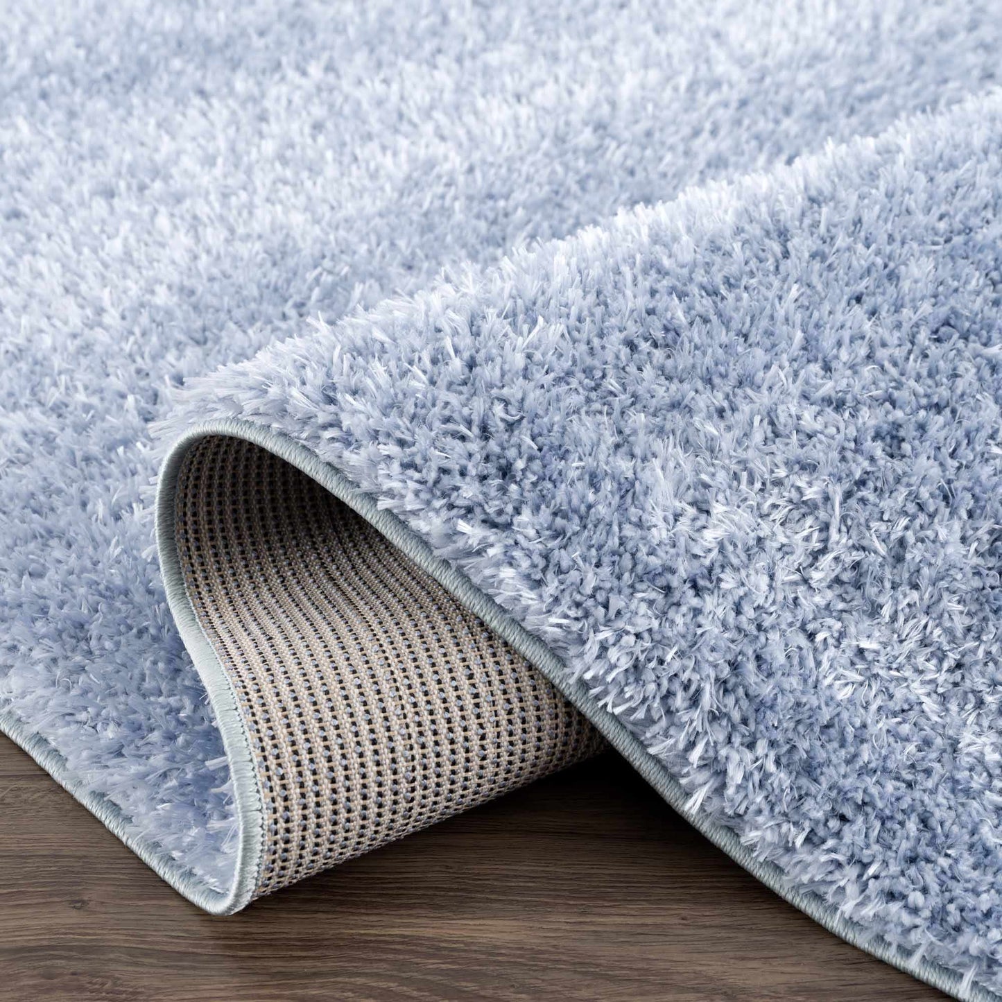 Faina Solid Aqua Shag Rug Washable