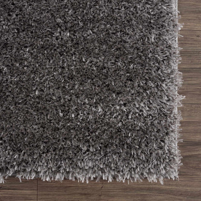 Faina Solid Dark Gray Shag Rug Washable