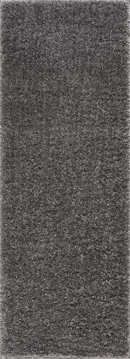 Faina Solid Dark Gray Shag Rug Washable