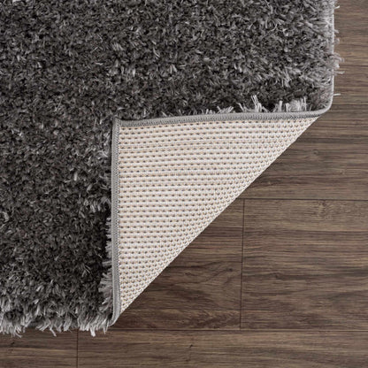 Faina Solid Dark Gray Shag Rug Washable