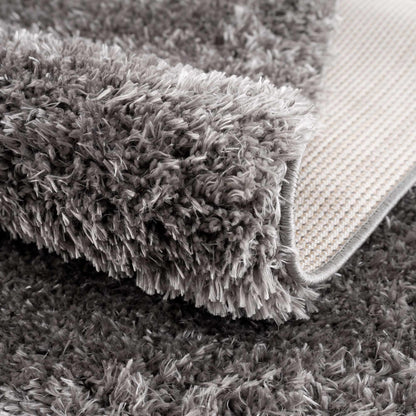 Faina Solid Dark Gray Shag Rug Washable
