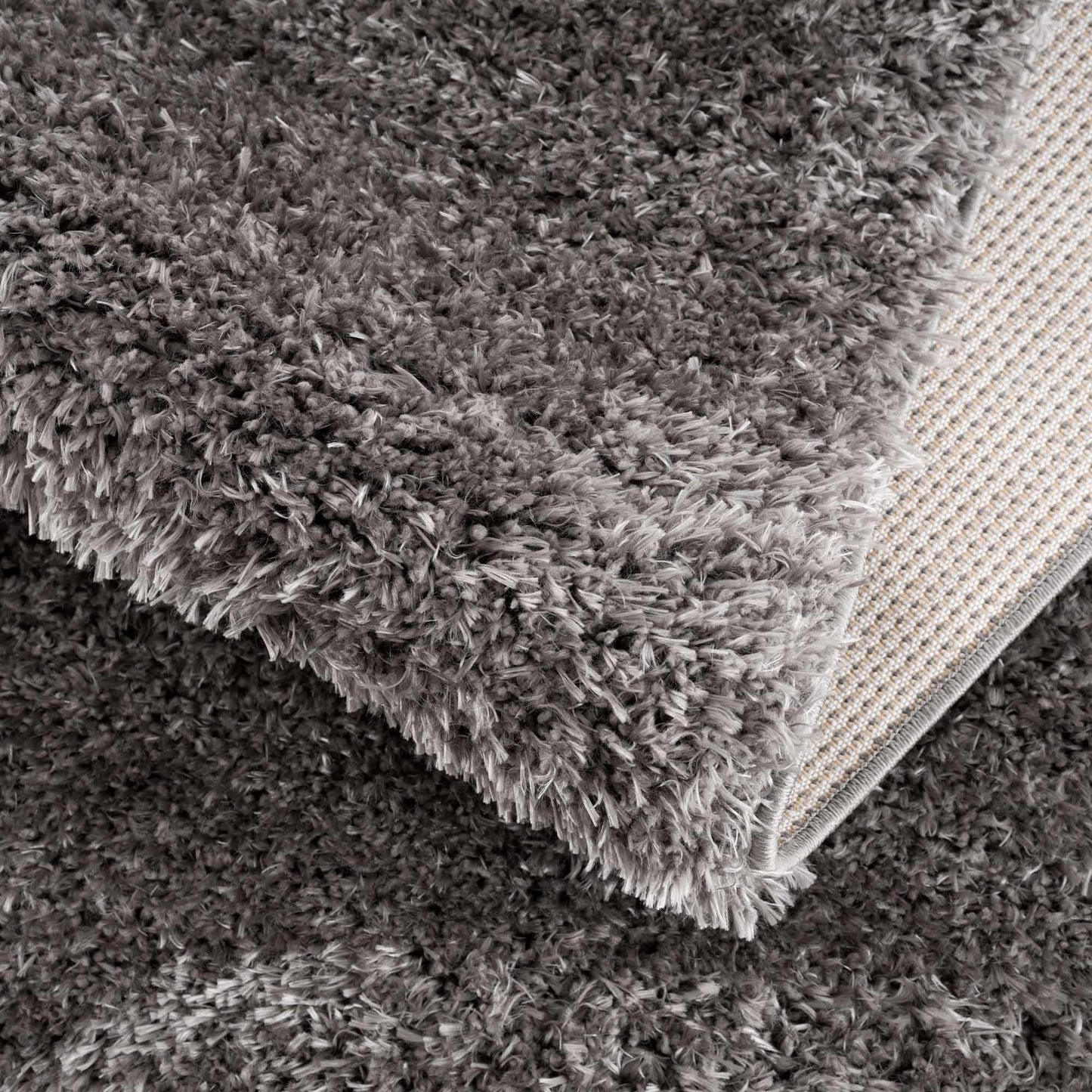 Faina Solid Dark Gray Shag Rug Washable