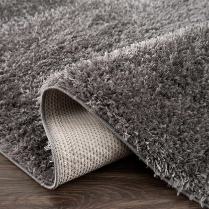 Faina Solid Dark Gray Shag Rug Washable